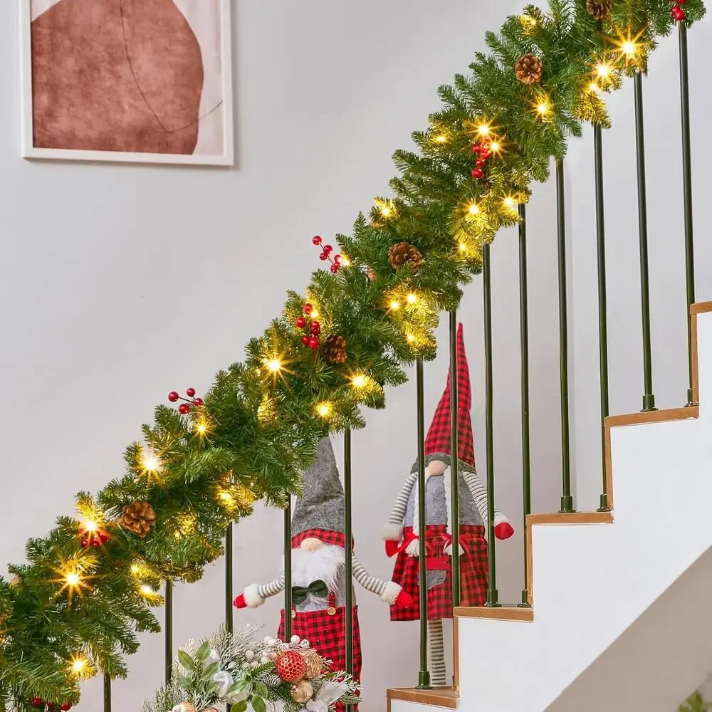9' New Joiedomi 9Ft Artificial Christmas Garland Prelit with LED Lights,